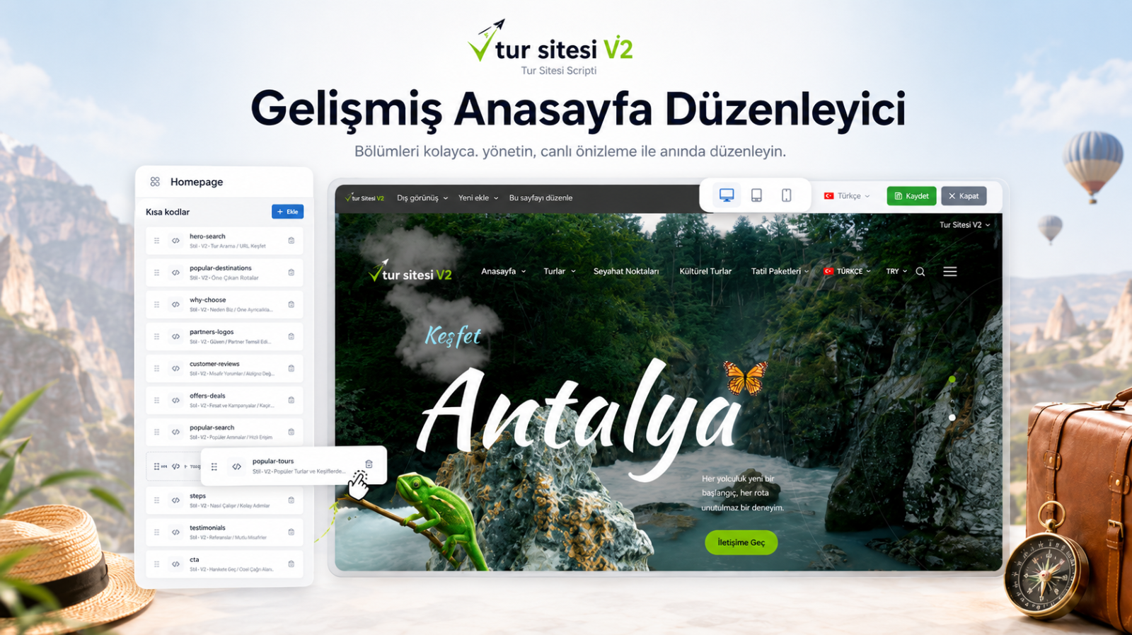Tur Sitesi V2 (Zengin Eklenti Modüllü) 